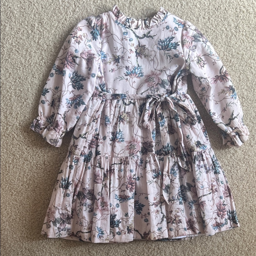 Floral Long-Sleeve Tiered Dress EUC 5